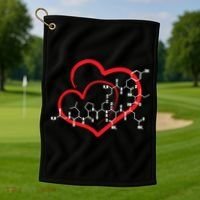 Oxytocin Molecule Love Meaningful Gift Science Teacher Valentines Day Meaningful Golf Towel thumb 1