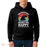 Orangutans Make Me Happy You Not So Much Orangutan Retro Kids Hoodie thumb 4
