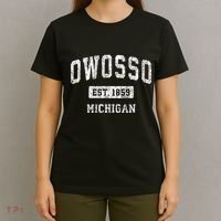 Owosso Michigan Mi Vintage Sports Established T-Shirt thumb 4