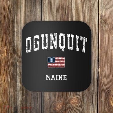 Ogunquit Maine Me Vintage American Flag Sports Design Coaster