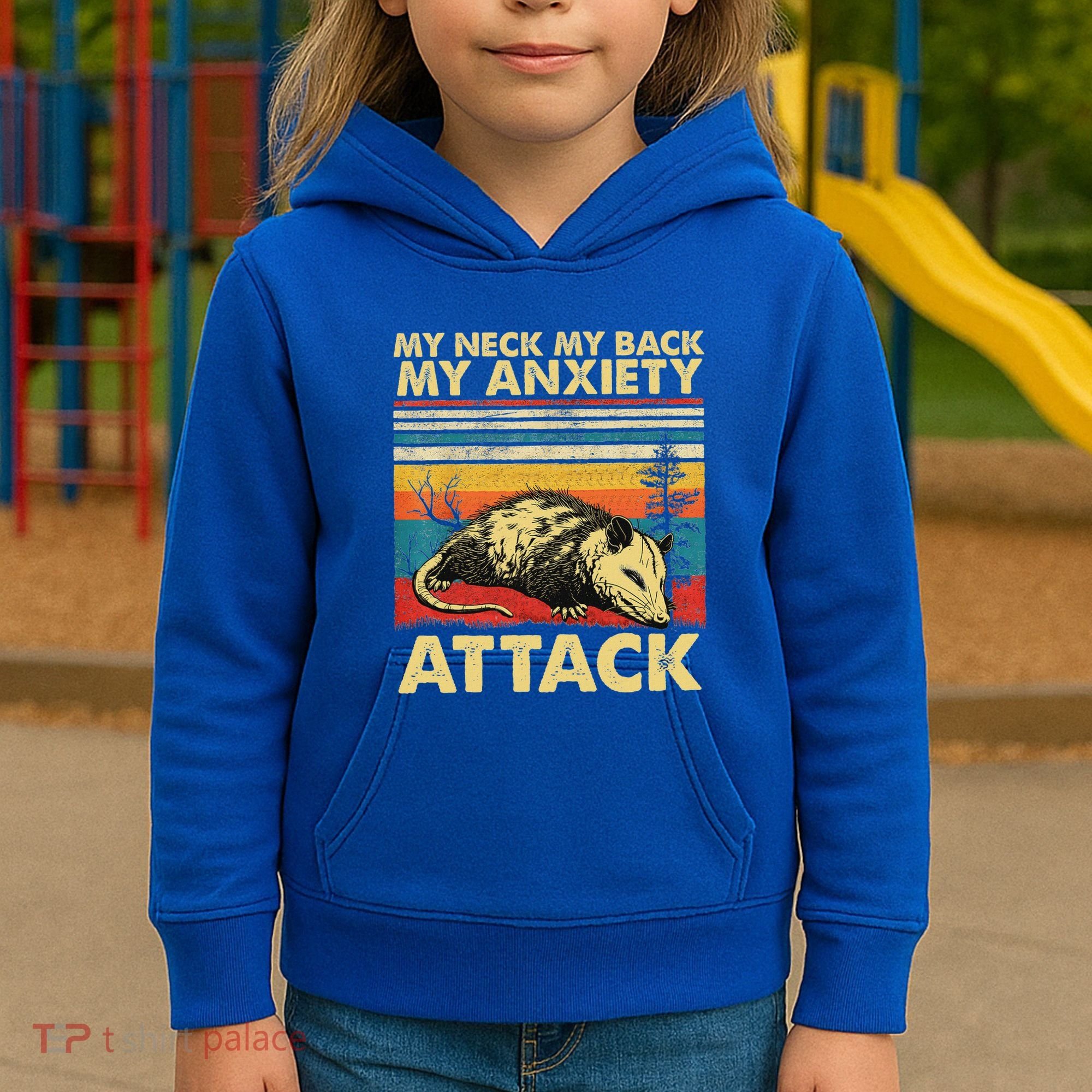 Opossum My Neck Back Anxiety Attack Possum Kids Hoodie