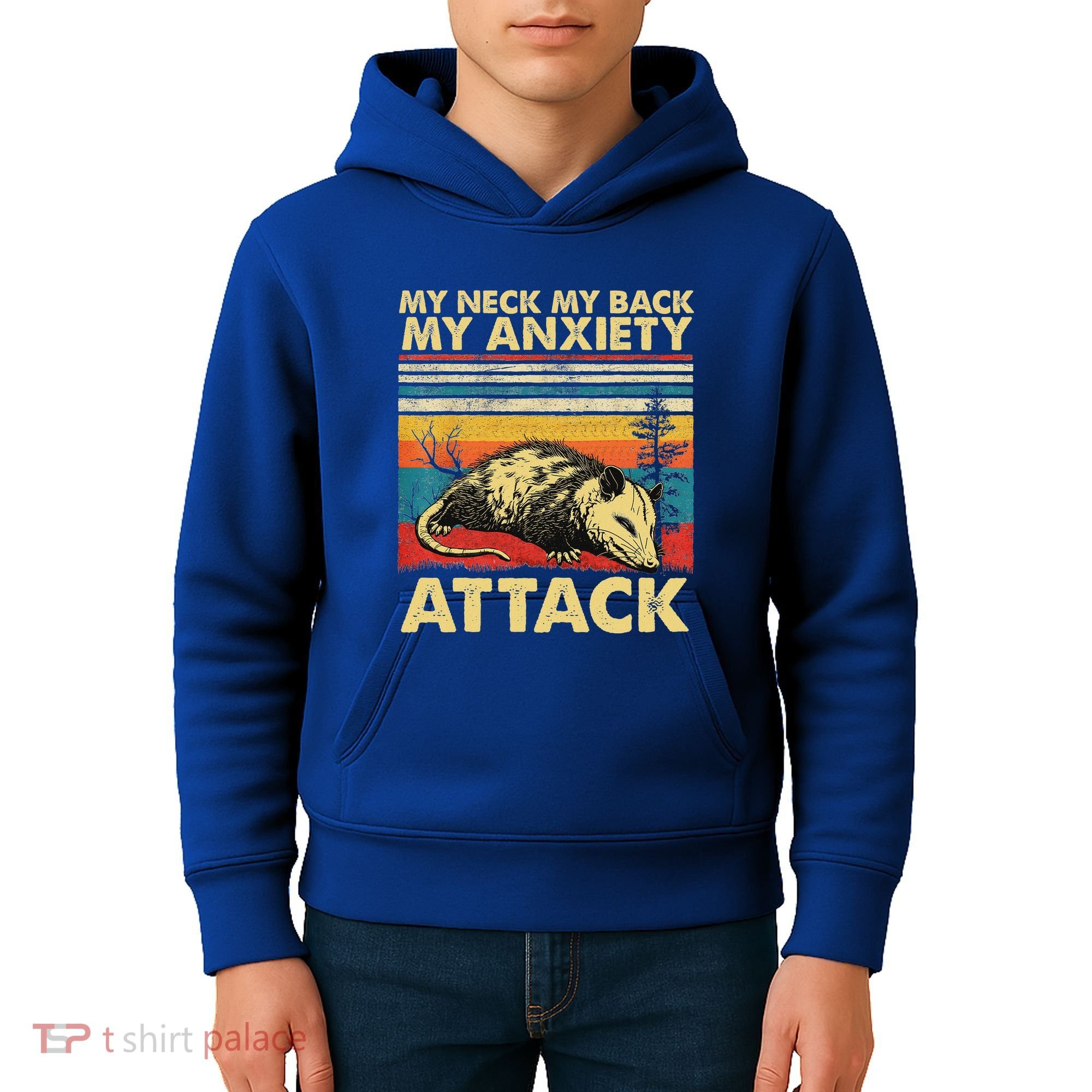 Opossum My Neck Back Anxiety Attack Possum Kids Hoodie