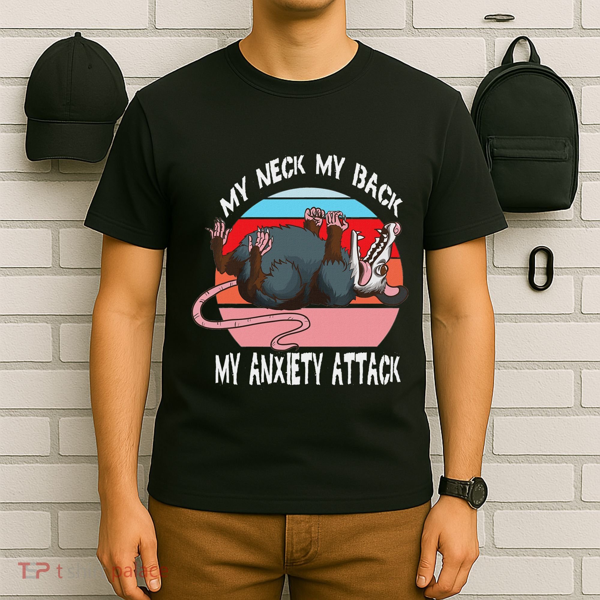 Opossum My Neck My Back My Anxiety Attack Retro Vintage T-Shirt
