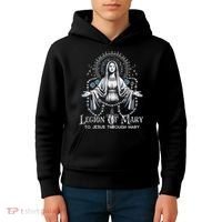 Of Mary Our Lady Catholic Kids Hoodie thumb 4