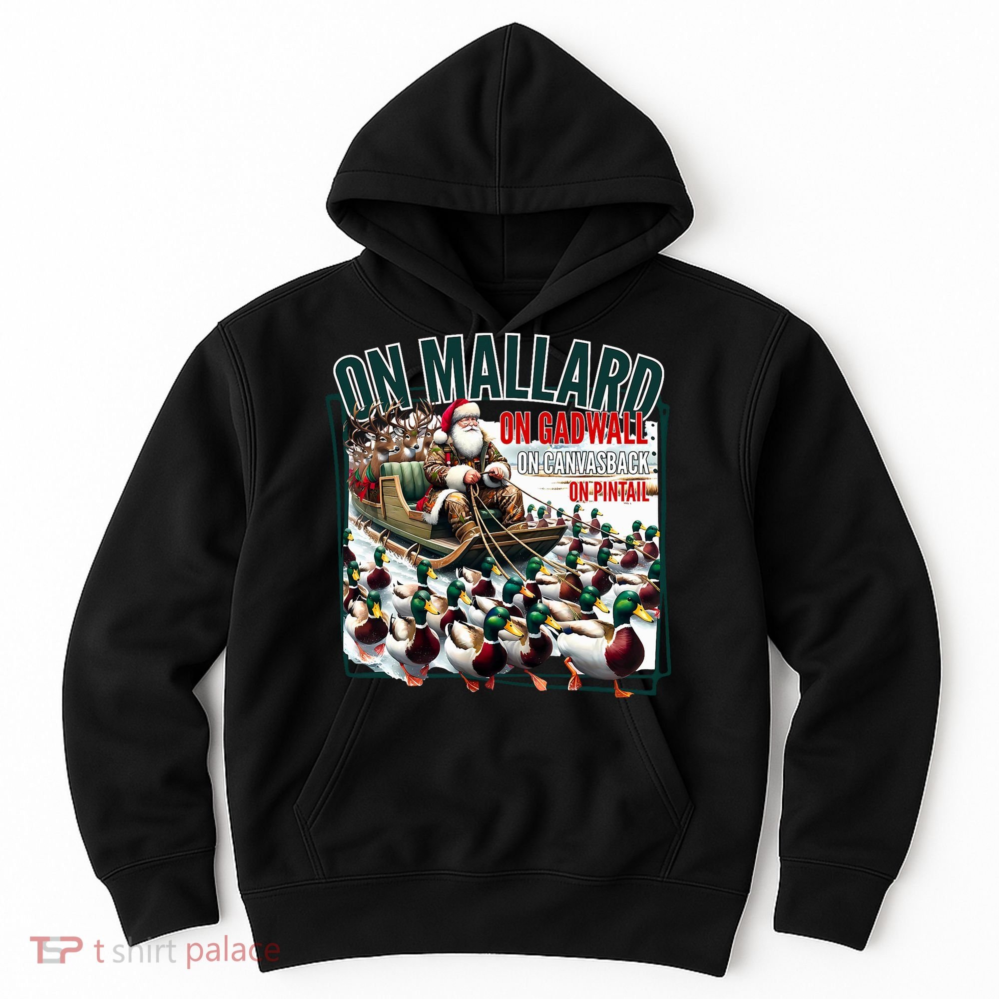 On Mallard On Gadwall Christmas Funny Duck Hunting Santa Hoodie