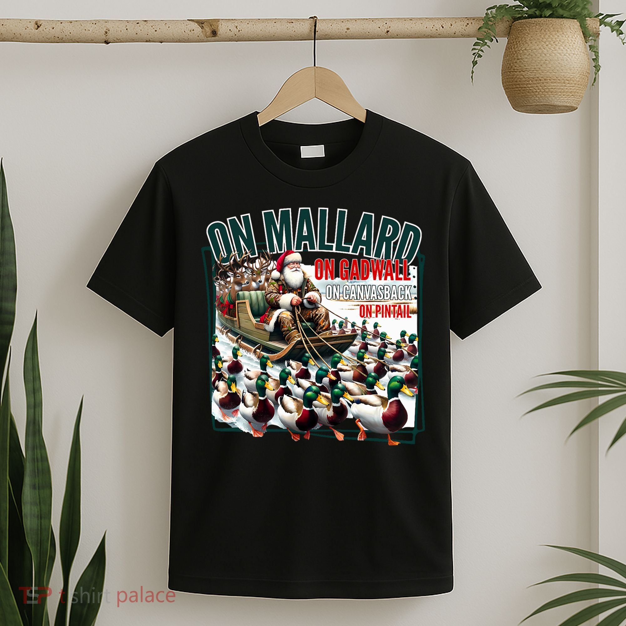 On Mallard On Gadwall Christmas Funny Duck Hunting Santa T-Shirt