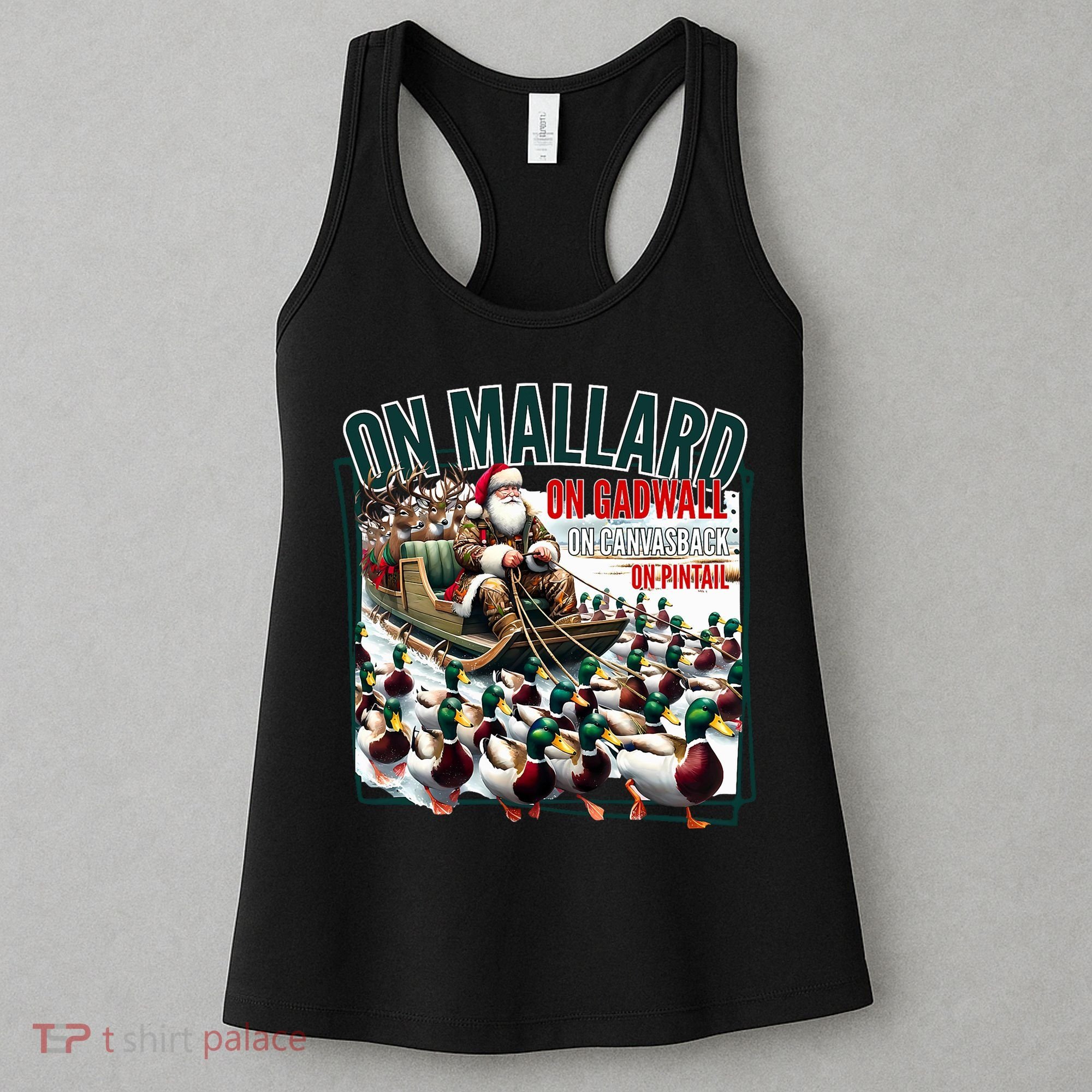 On Mallard On Gadwall Christmas Funny Duck Hunting Santa Women's Tank Top
