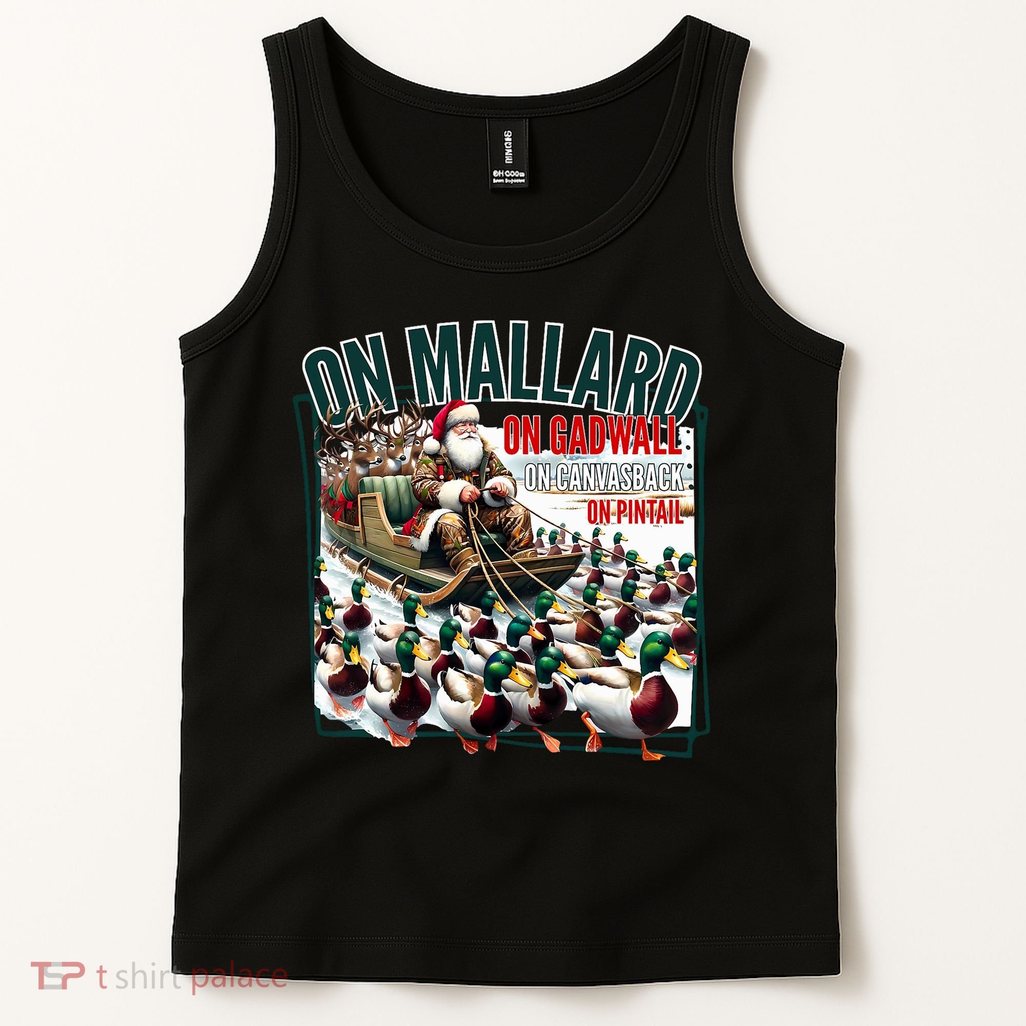 On Mallard On Gadwall Christmas Funny Duck Hunting Santa Tank Top