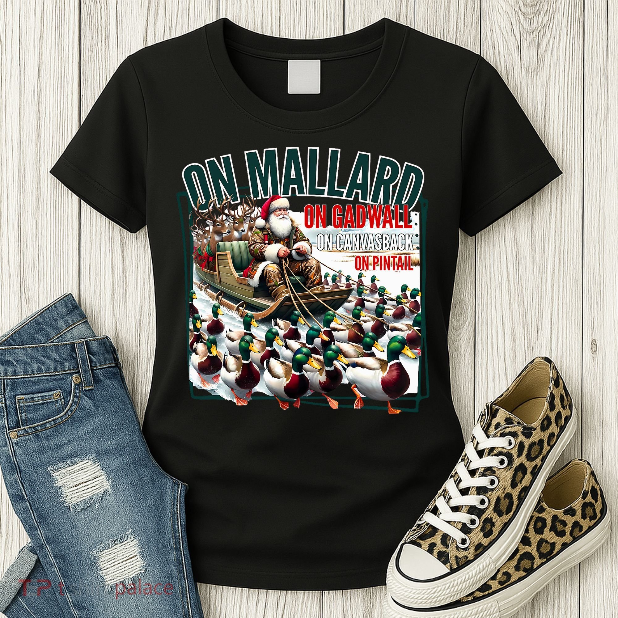 On Mallard On Gadwall Christmas Funny Duck Hunting Santa Women's T-Shirt