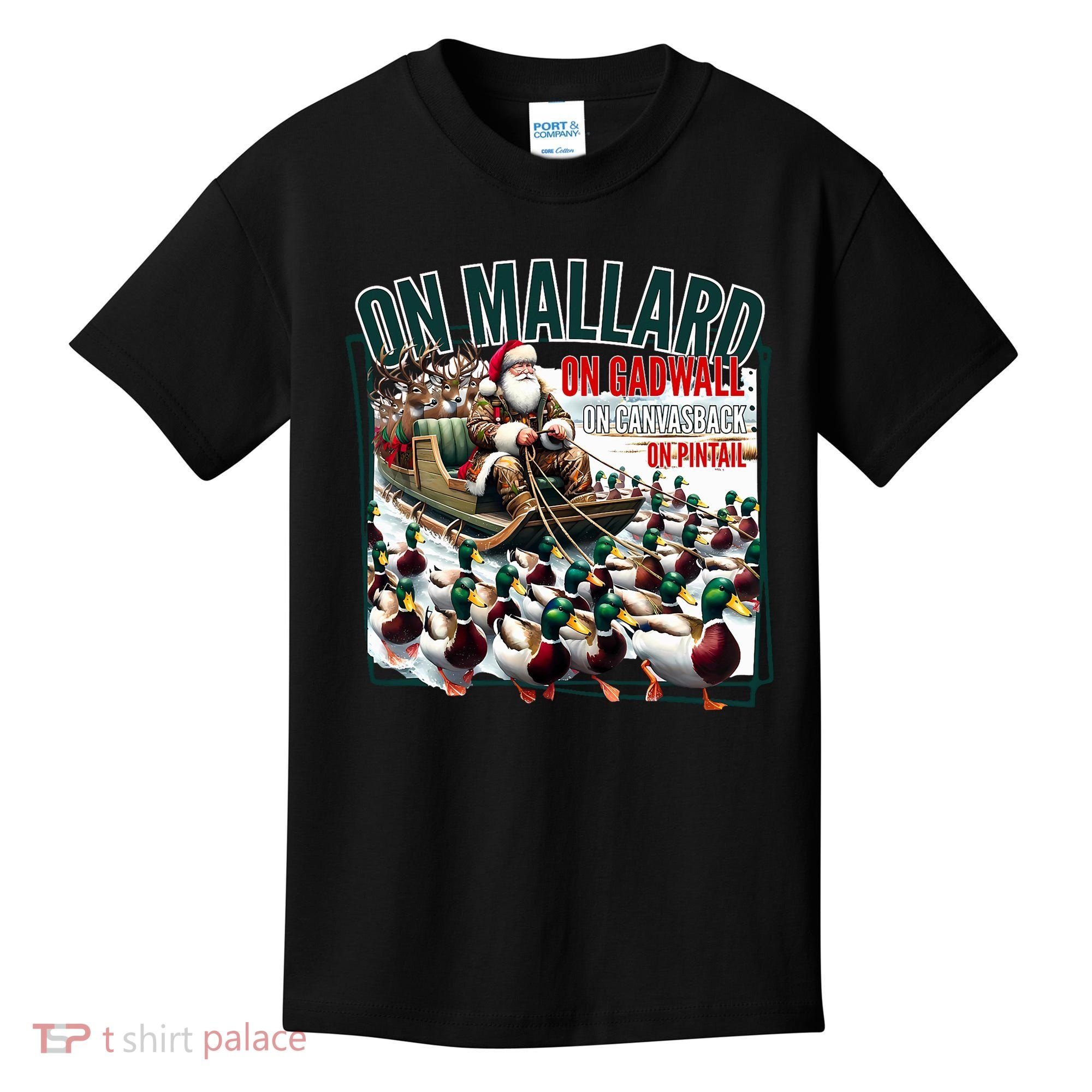 On Mallard On Gadwall Christmas Funny Duck Hunting Santa Kids T-Shirt