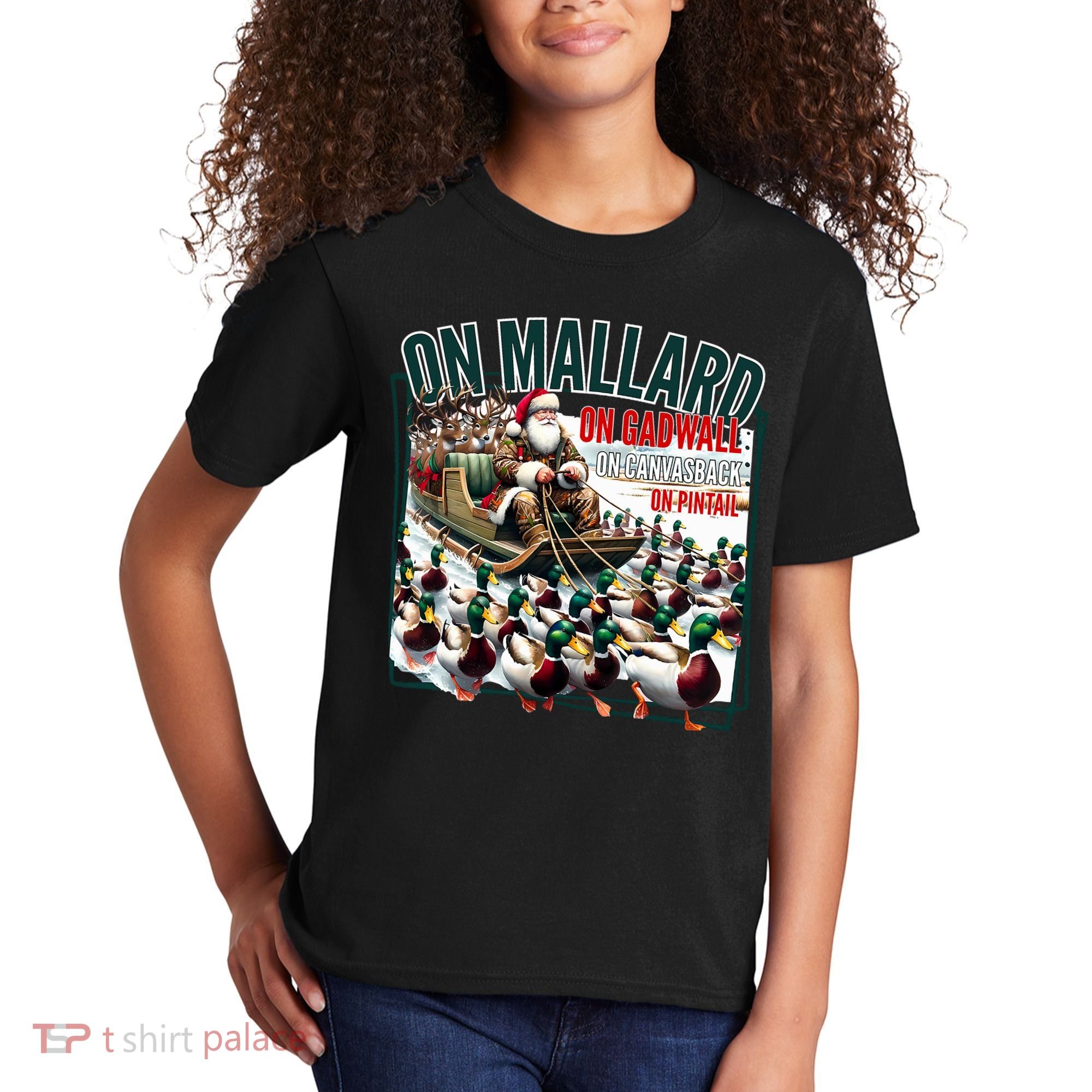 On Mallard On Gadwall Christmas Funny Duck Hunting Santa Kids T-Shirt