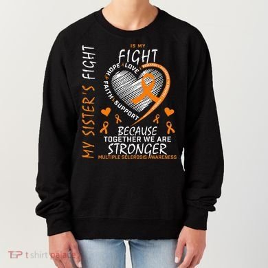Orange MS Ribbons Heart Sister Multiple Sclerosis Awareness Women's Sweatshirt