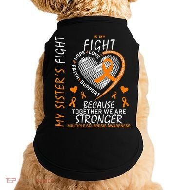 Orange MS Ribbons Heart Sister Multiple Sclerosis Awareness Doggie Tank