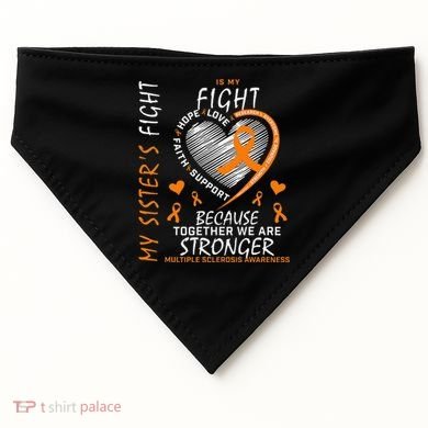 Orange MS Ribbons Heart Sister Multiple Sclerosis Awareness USA-Made Doggie Bandana
