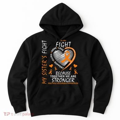 Orange MS Ribbons Heart Sister Multiple Sclerosis Awareness Hoodie