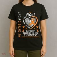 Orange MS Ribbons Heart Sister Multiple Sclerosis Awareness T-Shirt thumb 4