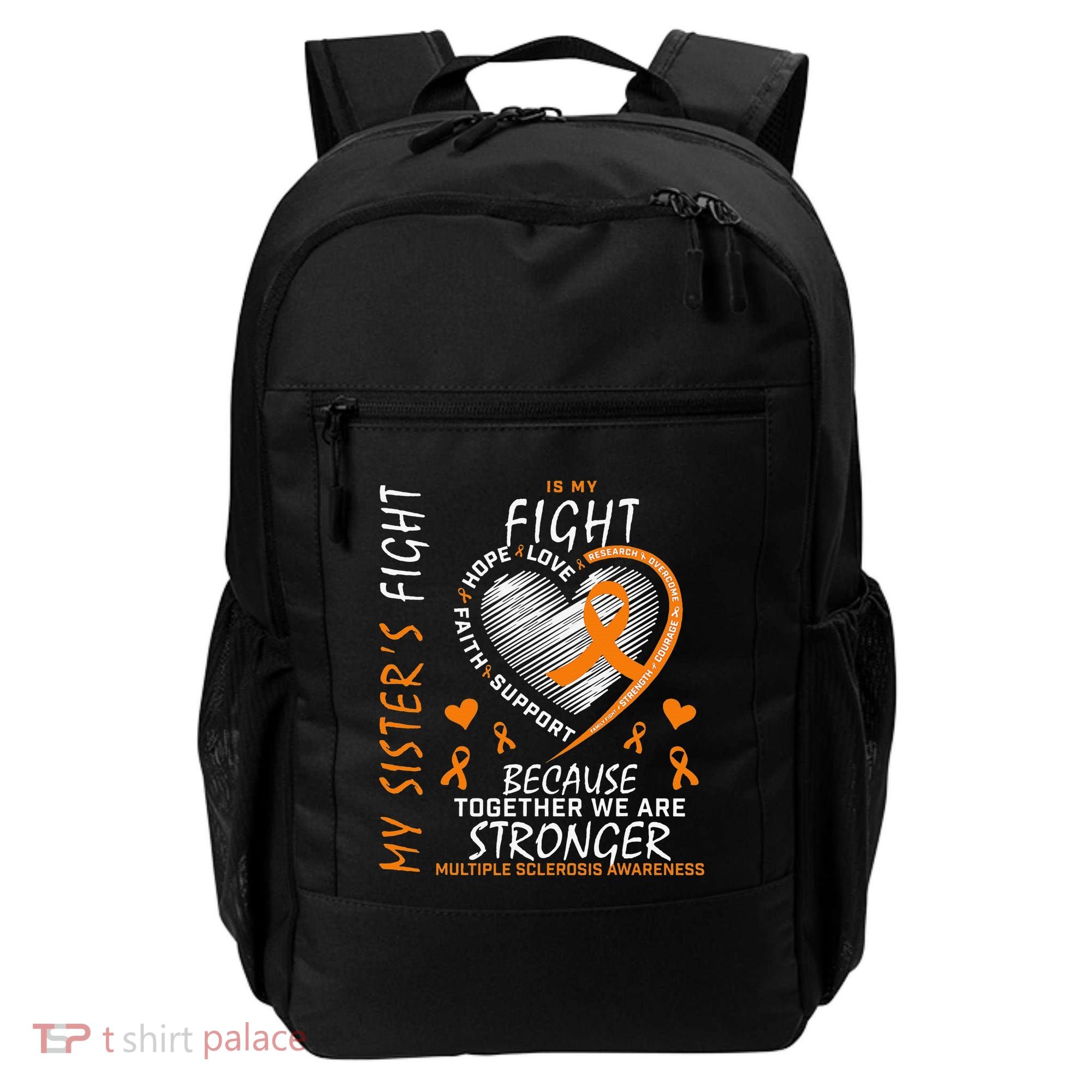 Orange MS Ribbons Heart Sister Multiple Sclerosis Awareness Backpack