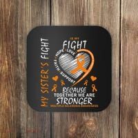 Orange MS Ribbons Heart Sister Multiple Sclerosis Awareness Coaster thumb 0