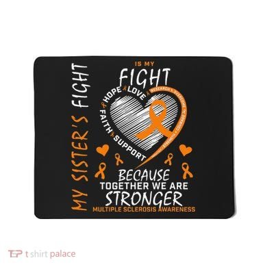 Orange MS Ribbons Heart Sister Multiple Sclerosis Awareness Mousepad