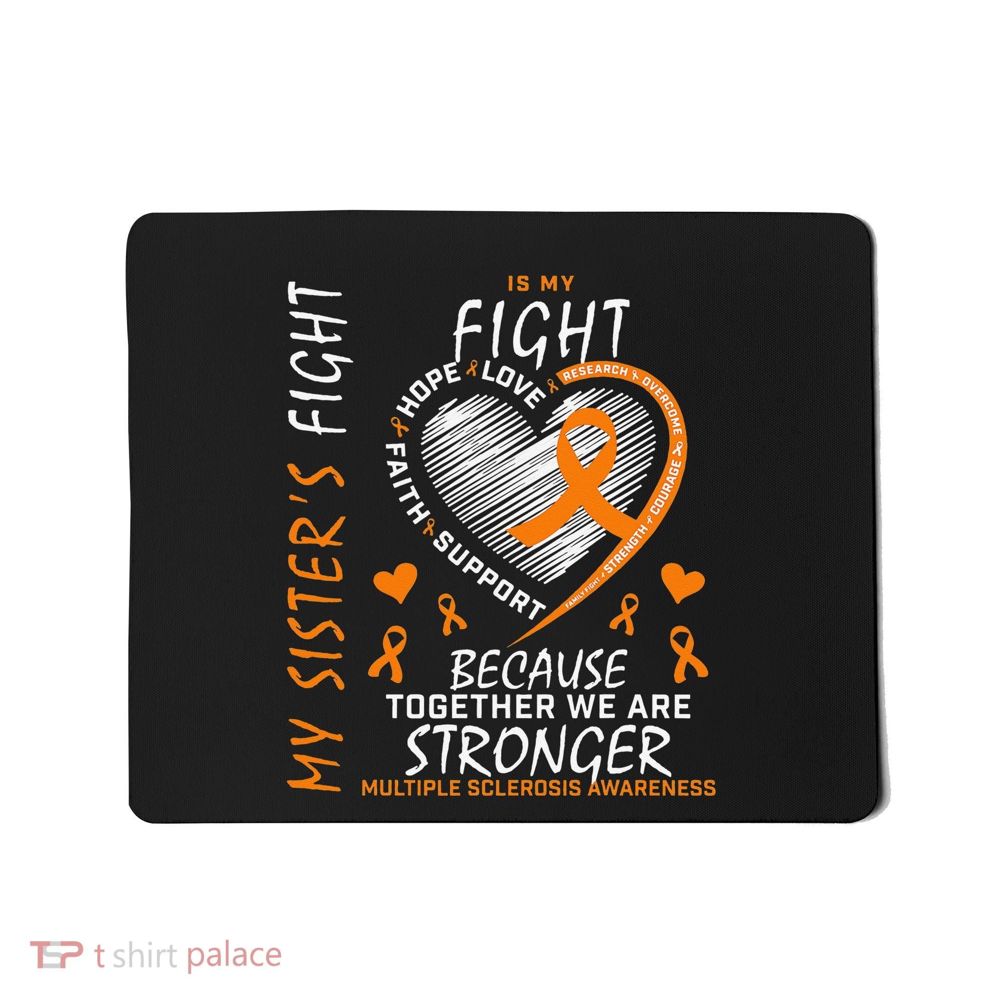 Orange MS Ribbons Heart Sister Multiple Sclerosis Awareness Mousepad