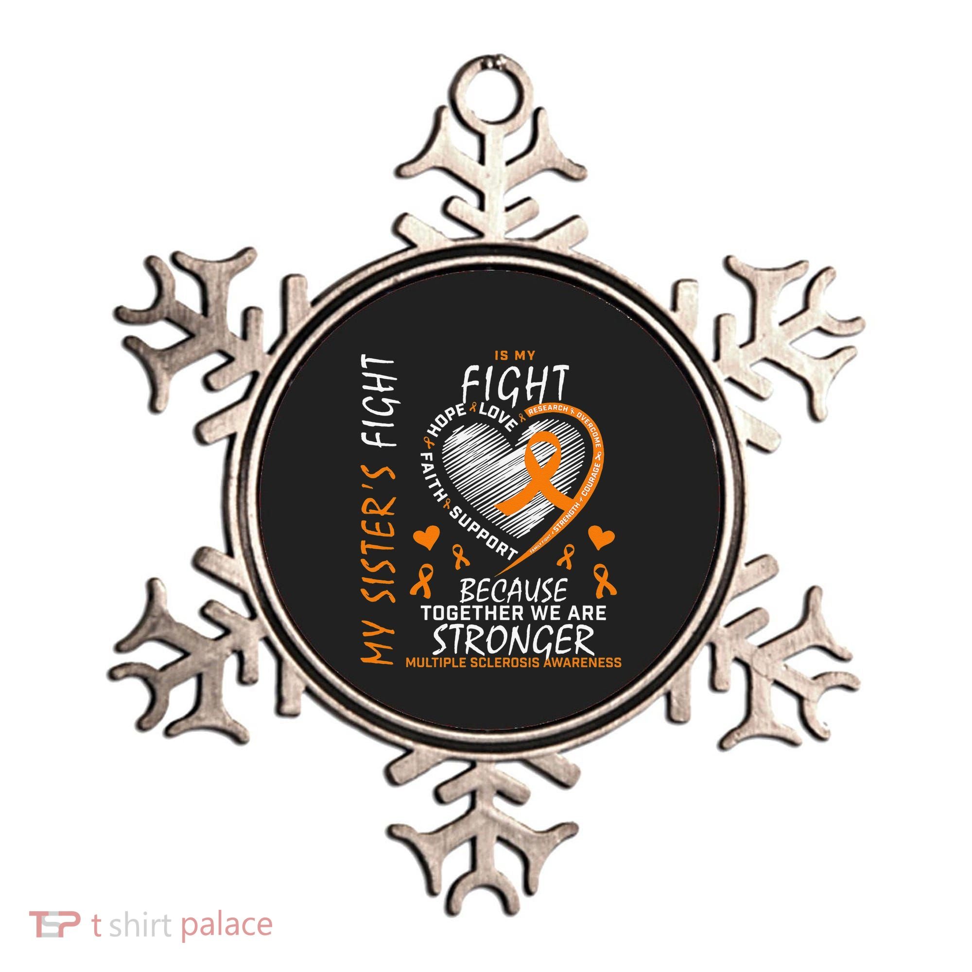 Orange MS Ribbons Heart Sister Multiple Sclerosis Awareness Ornament