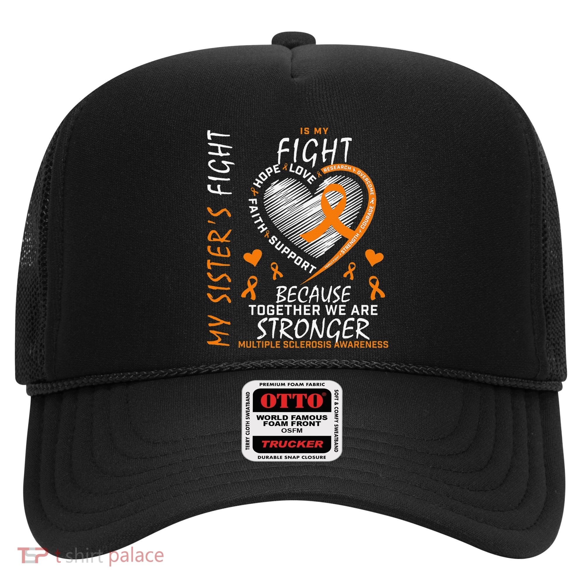 Orange MS Ribbons Heart Sister Multiple Sclerosis Awareness Hat