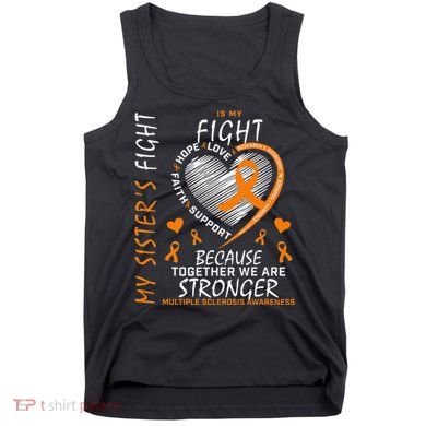 Orange MS Ribbons Heart Sister Multiple Sclerosis Awareness Tank Top