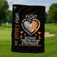 Orange MS Ribbons Heart Sister Multiple Sclerosis Awareness Golf Towel thumb 1