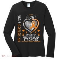 Orange MS Ribbons Heart Sister Multiple Sclerosis Awareness Women's Long Sleeve Shirt thumb 0