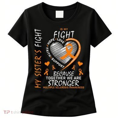 Orange MS Ribbons Heart Sister Multiple Sclerosis Awareness Women's T-Shirt