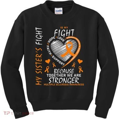 Orange MS Ribbons Heart Sister Multiple Sclerosis Awareness Kids Sweatshirt