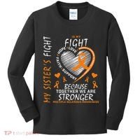 Orange MS Ribbons Heart Sister Multiple Sclerosis Awareness Kids Long Sleeve Shirt thumb 0