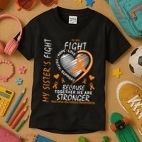 Orange MS Ribbons Heart Sister Multiple Sclerosis Awareness Kids T-Shirt thumb 3