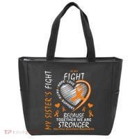Orange MS Ribbons Heart Sister Multiple Sclerosis Awareness Tote Bag thumb 0
