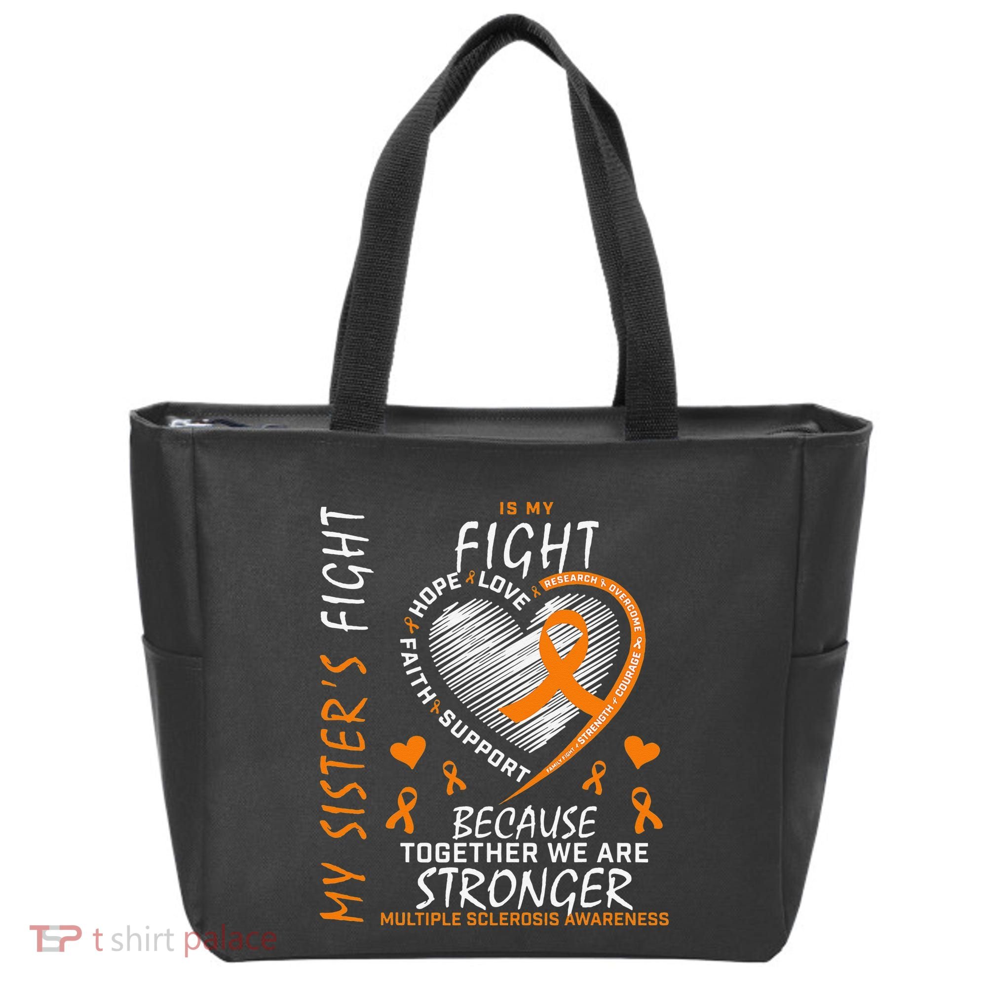 Orange MS Ribbons Heart Sister Multiple Sclerosis Awareness Tote Bag