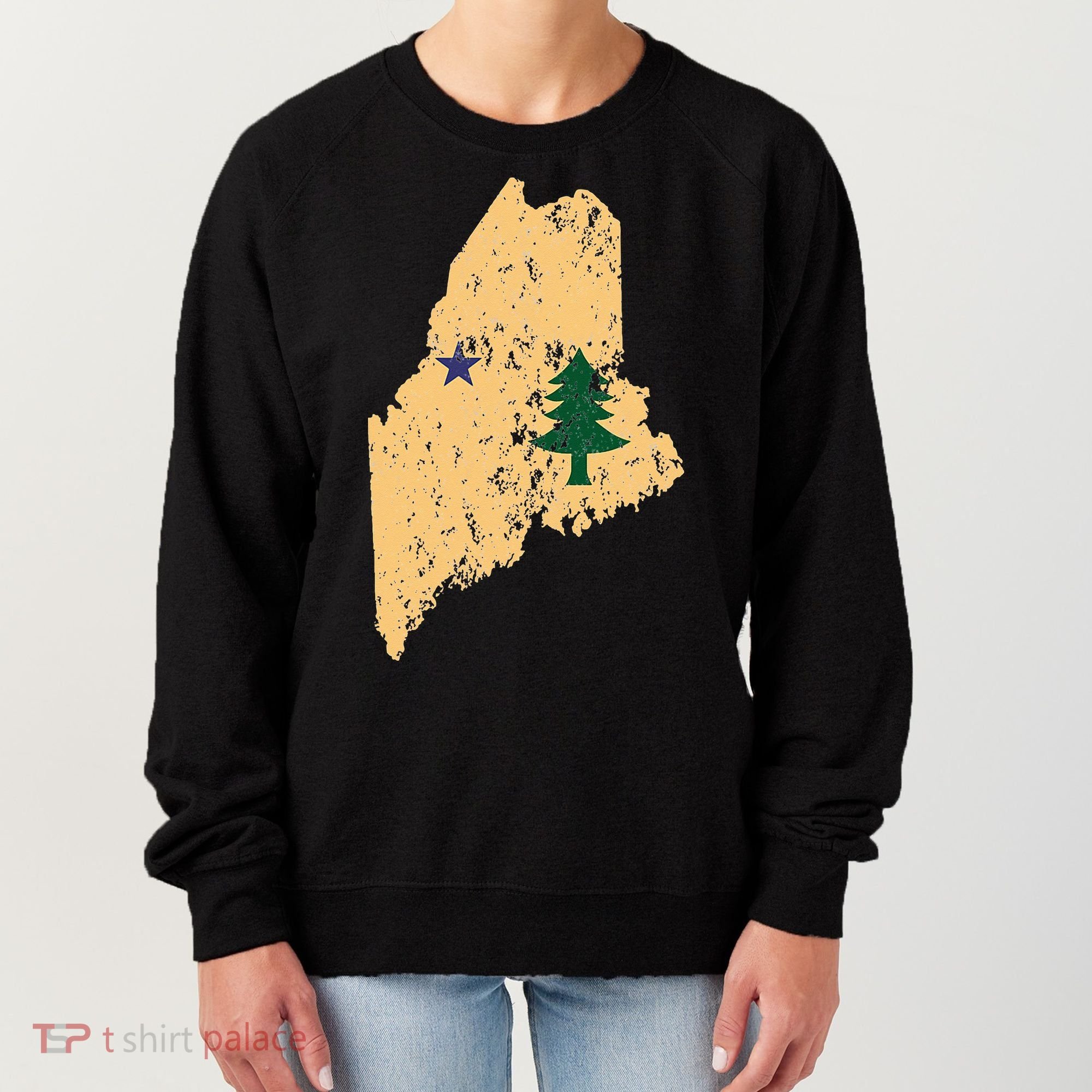 Original Maine State Flag Retro Northern New England Dirigo Women's Sweatshirt