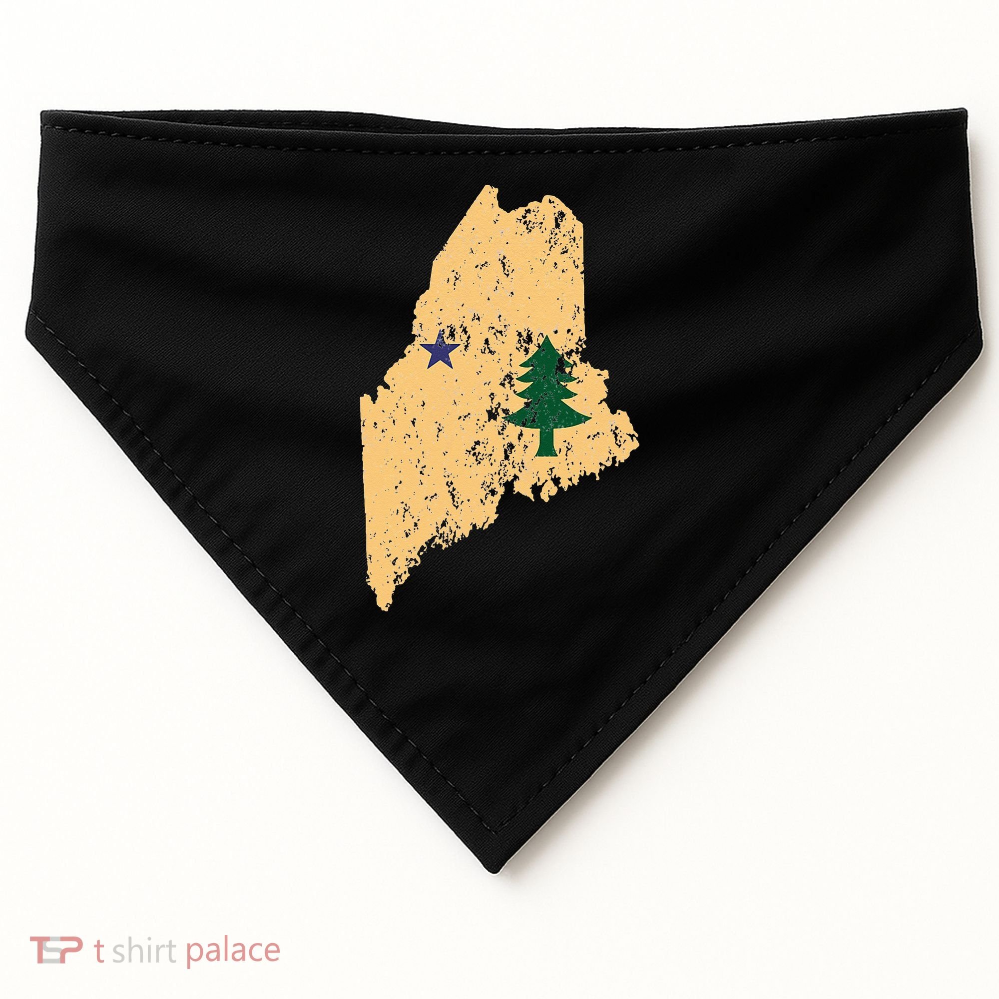 Original Maine State Flag Retro Northern New England Dirigo USA-Made Doggie Bandana