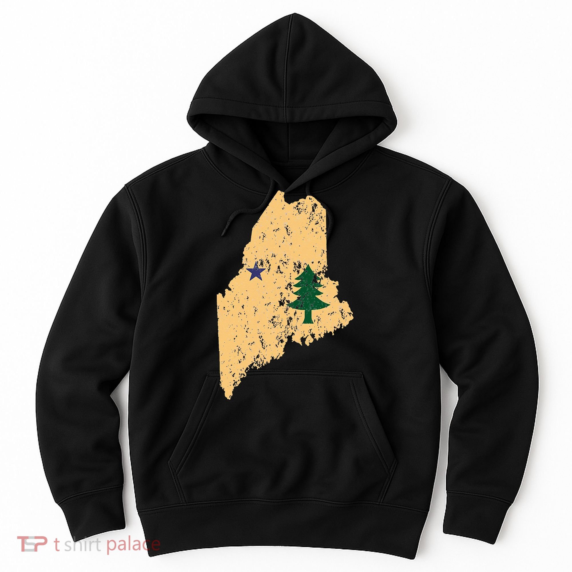 Original Maine State Flag Retro Northern New England Dirigo Hoodie