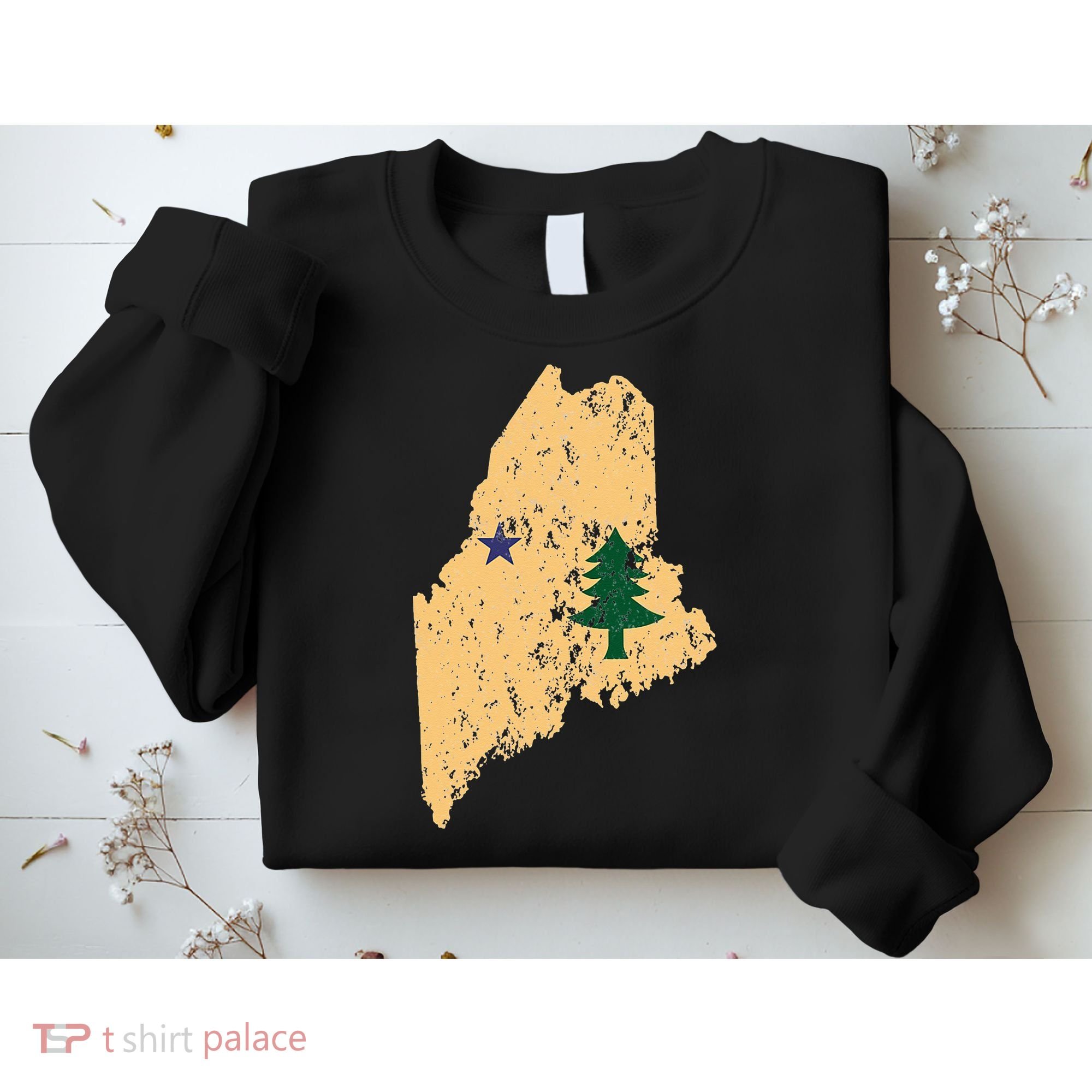 Original Maine State Flag Retro Northern New England Dirigo Sweatshirt
