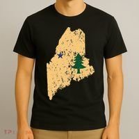 Original Maine State Flag Retro Northern New England Dirigo T-Shirt thumb 3