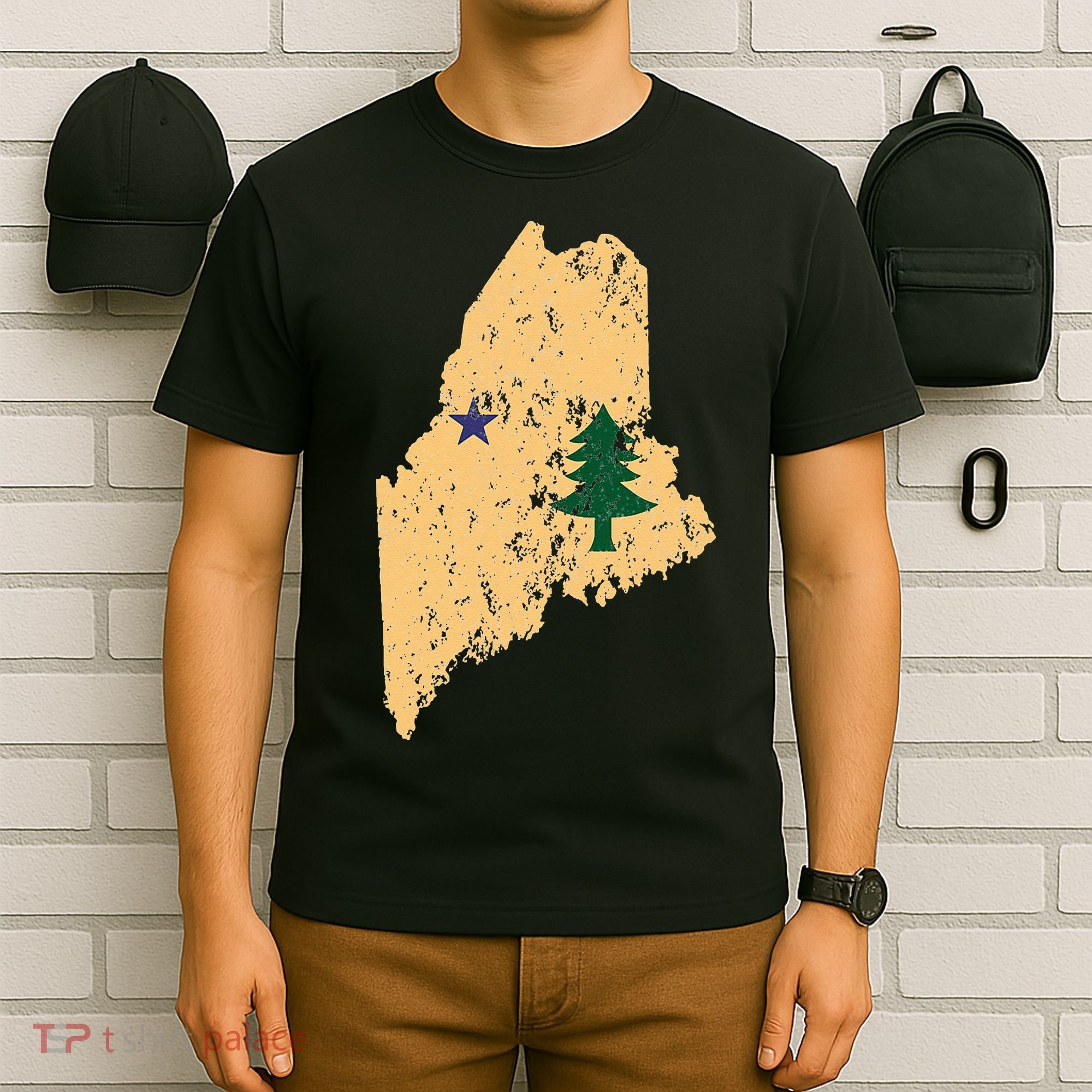 Original Maine State Flag Retro Northern New England Dirigo T-Shirt