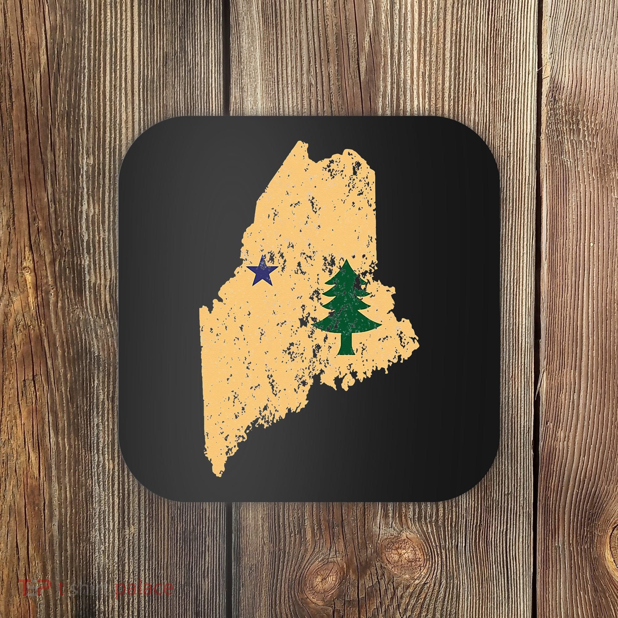 Original Maine State Flag Retro Northern New England Dirigo Coaster