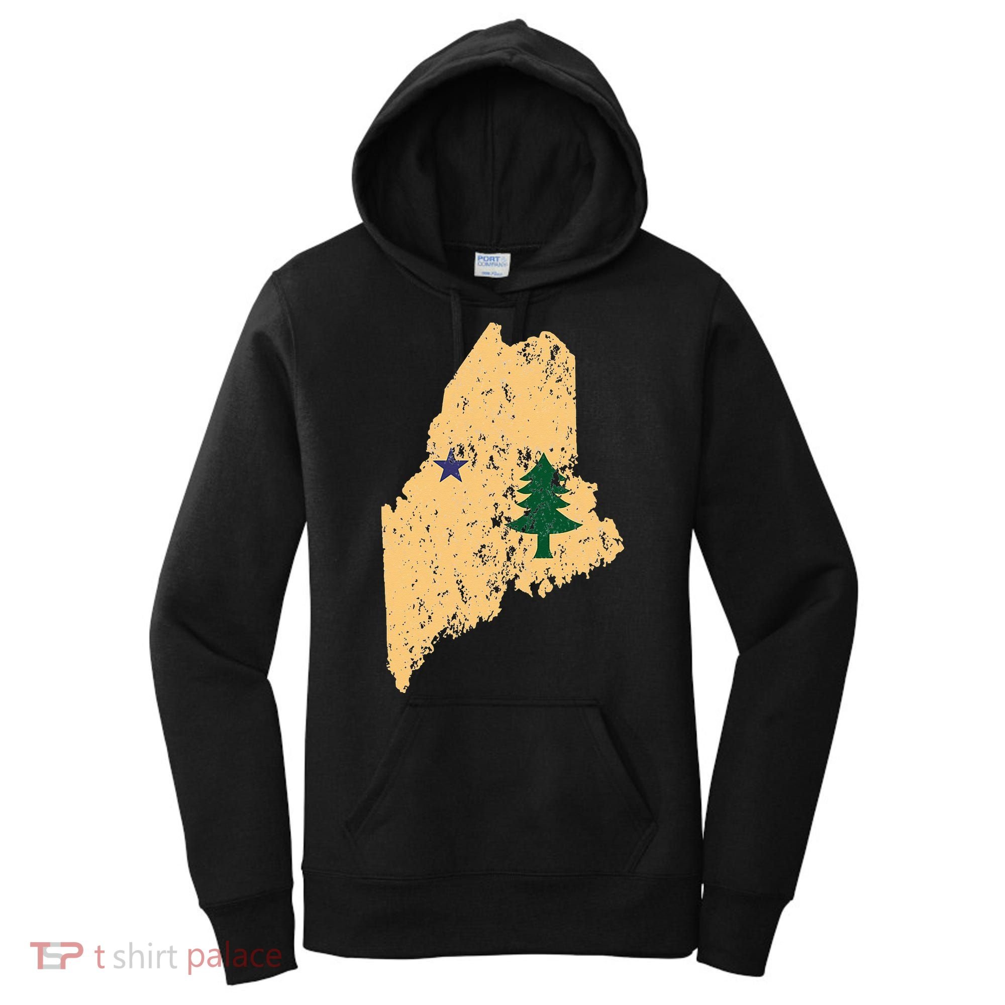 Original Maine State Flag Retro Northern New England Dirigo Women's Hoodie