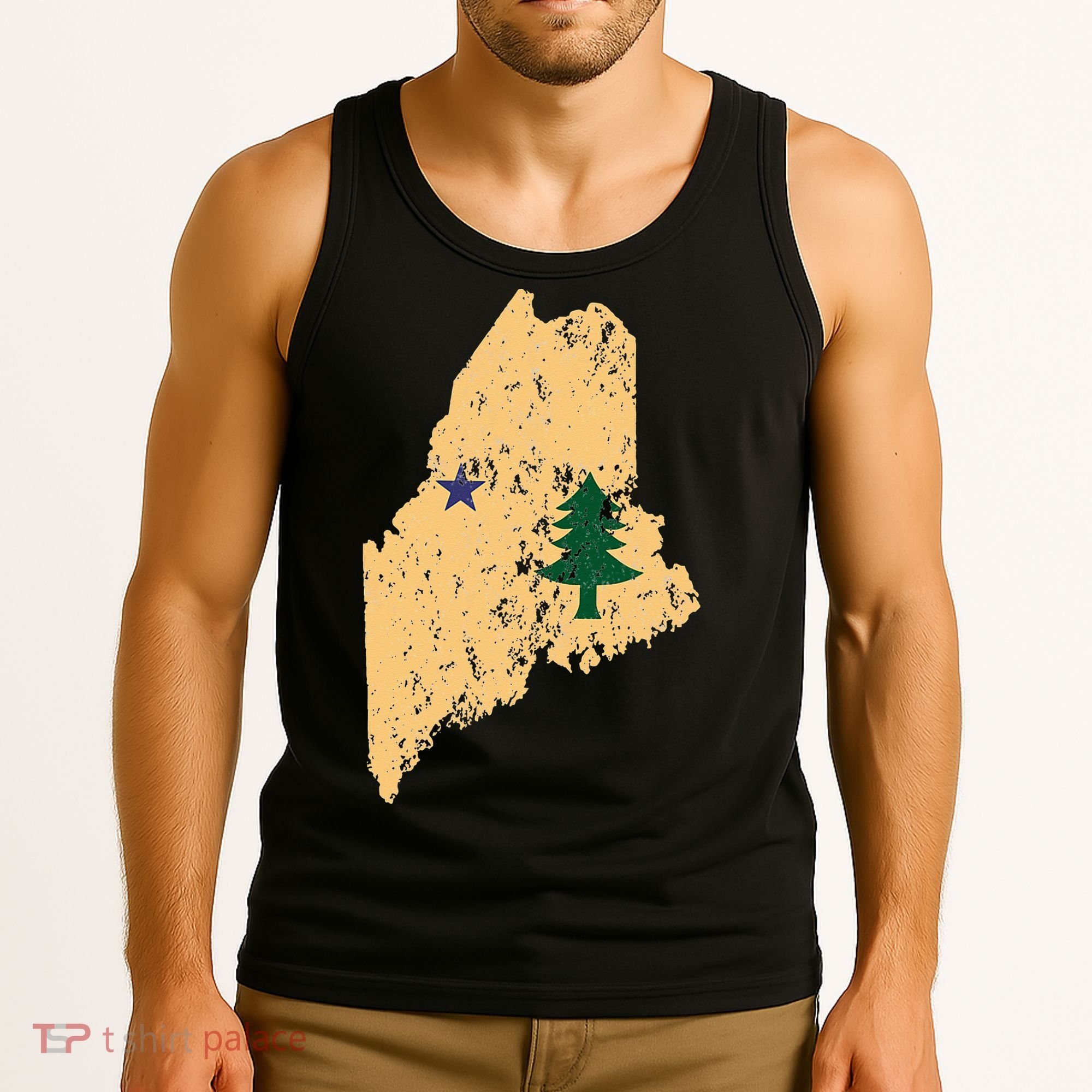 Original Maine State Flag Retro Northern New England Dirigo Tank Top