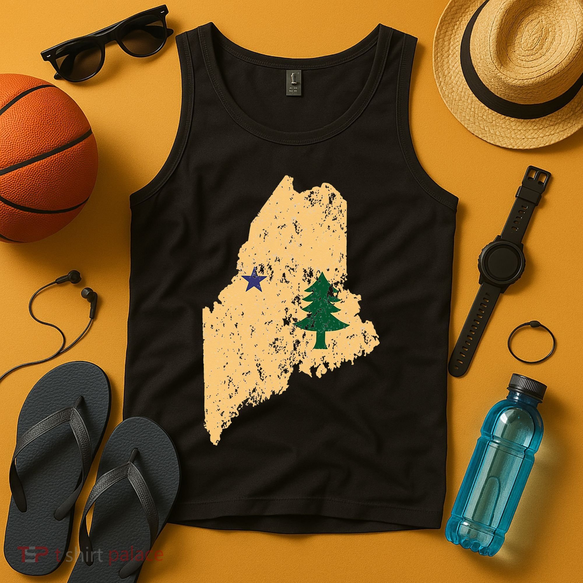 Original Maine State Flag Retro Northern New England Dirigo Tank Top