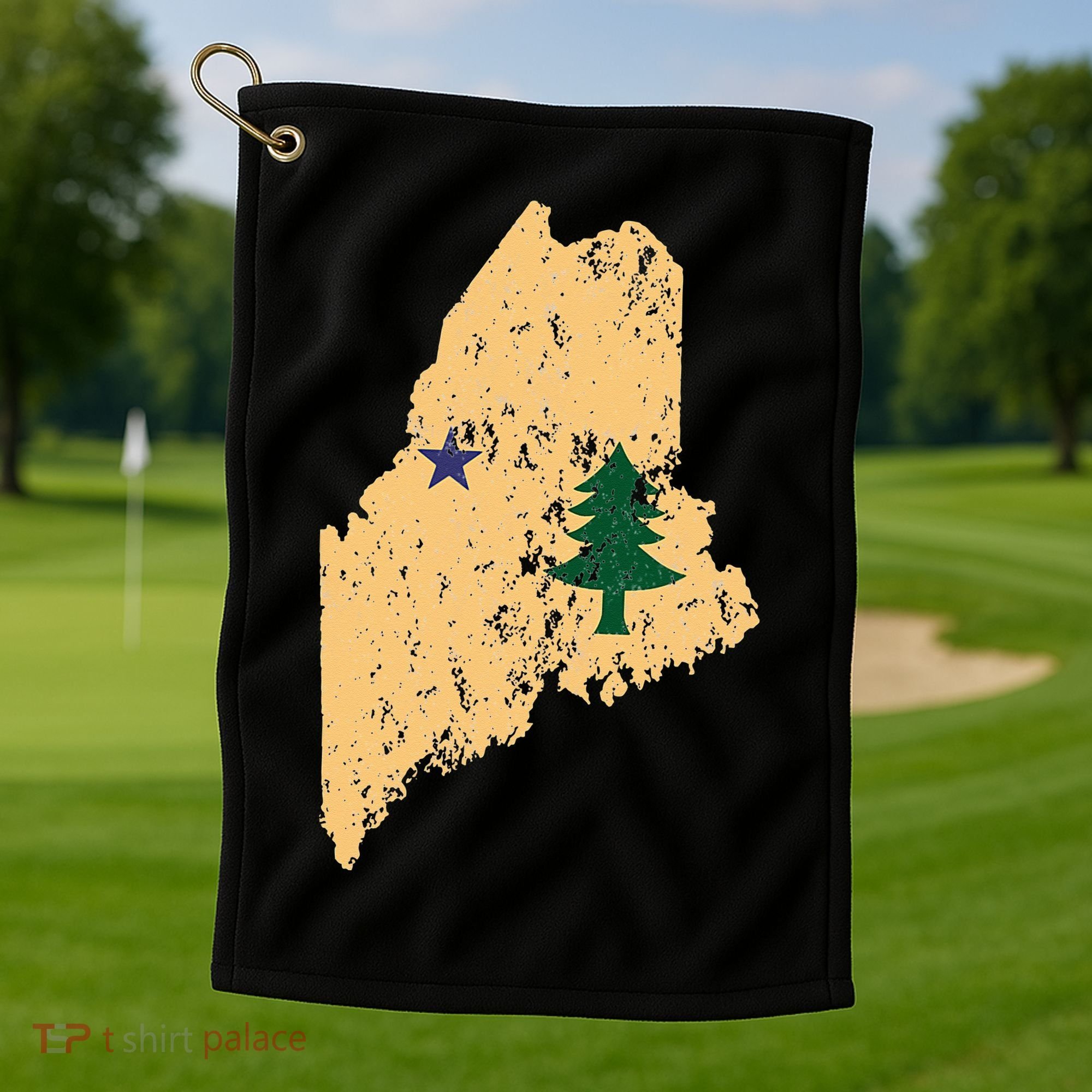 Original Maine State Flag Retro Northern New England Dirigo Golf Towel
