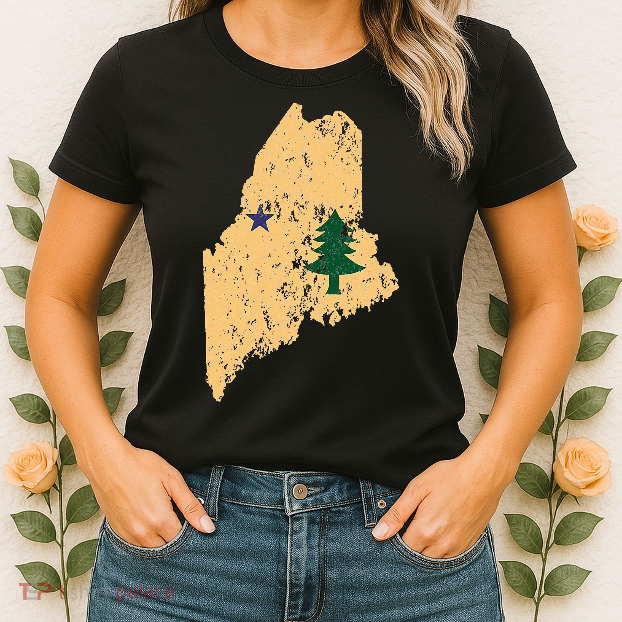 Original Maine State Flag Retro Northern New England Dirigo Women's T-Shirt