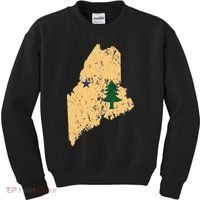 Original Maine State Flag Retro Northern New England Dirigo Kids Sweatshirt thumb 0
