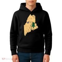 Original Maine State Flag Retro Northern New England Dirigo Kids Hoodie thumb 4