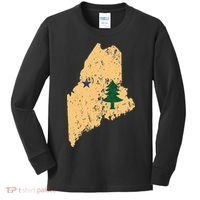 Original Maine State Flag Retro Northern New England Dirigo Kids Long Sleeve Shirt thumb 0